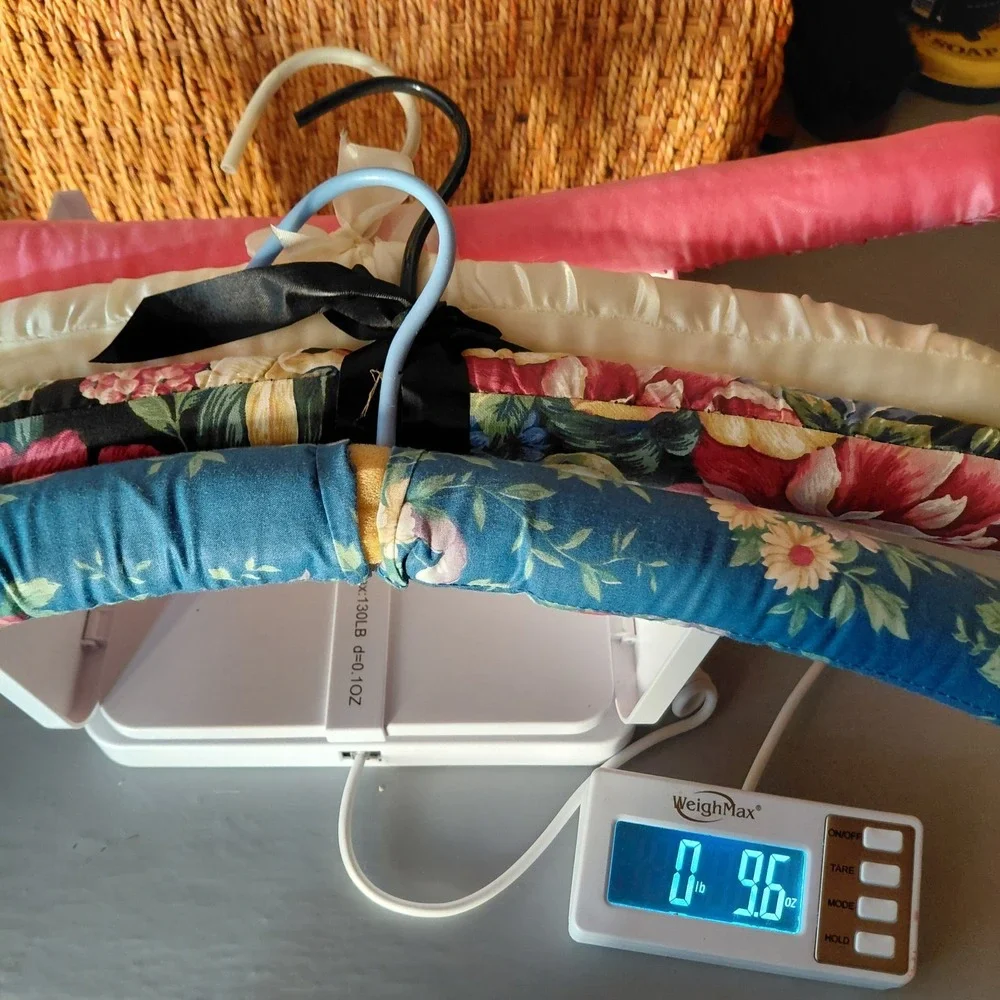 Vtg Padded Clothes Hangers Set of 4 Floral & Satin Lingerie Sweaters